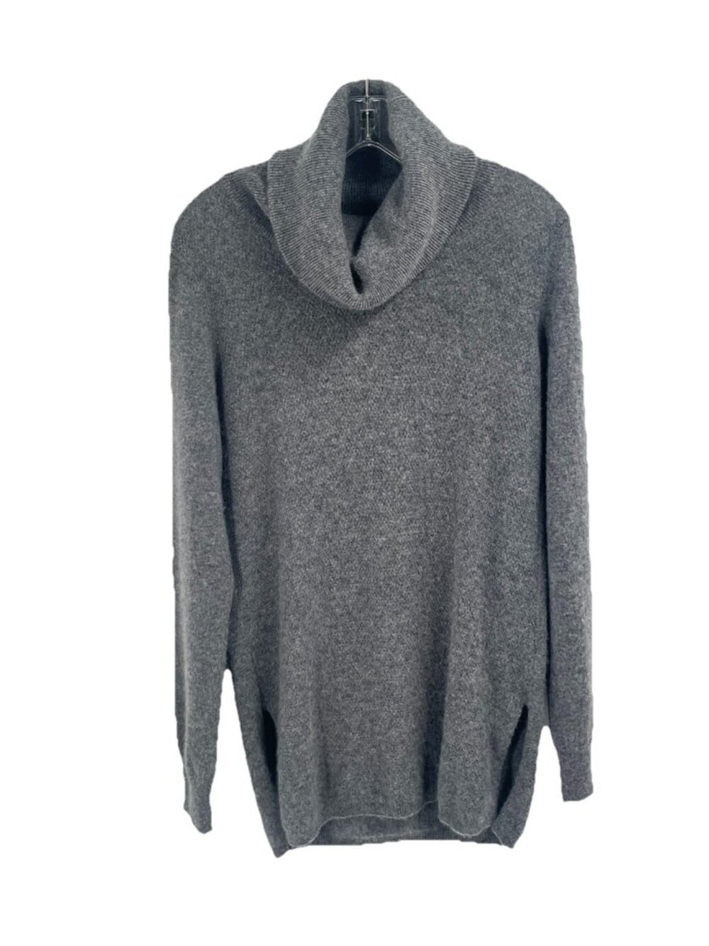 Max Studio 100% Cashmere Gray Cowl Neck Sweater Sz M Quiet Luxury Knit